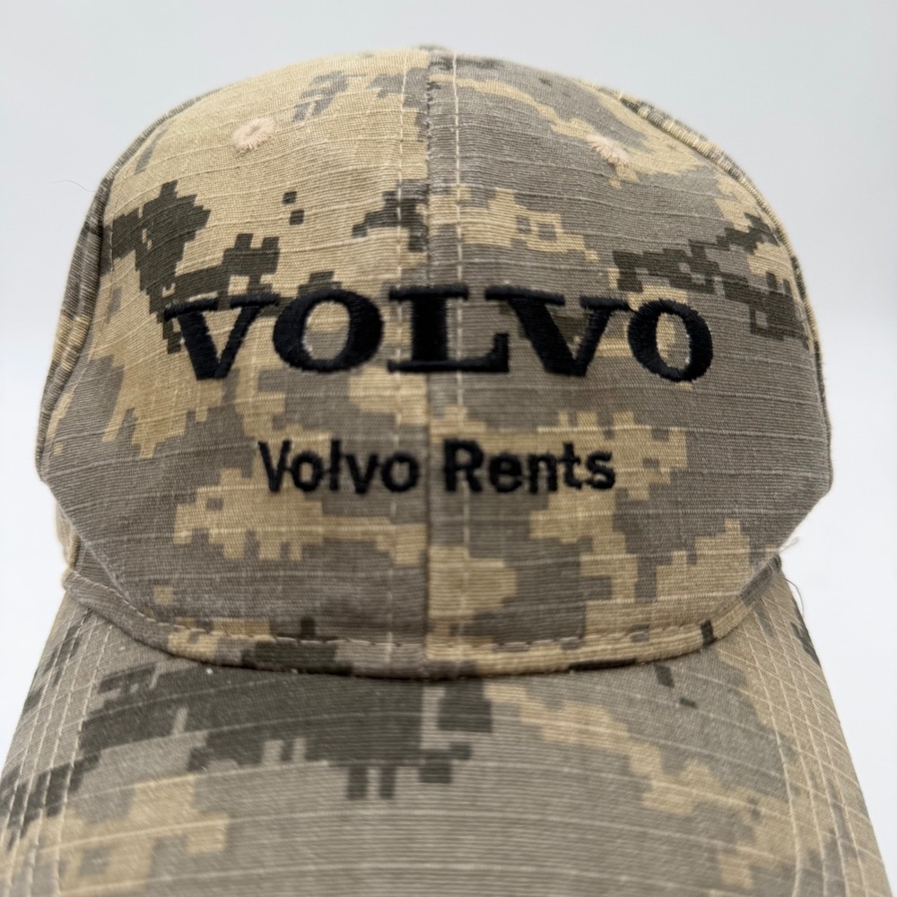 Volvo Rents Digital Camo Ripstop Baseball Cap Mens Tan Green Adjustable Hat KC